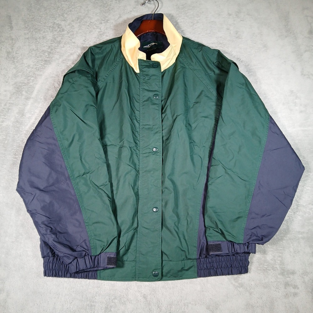 Glen Echo Windbreaker Jacket Mens XL Green Navy Colorblock Relaxed 90s Full Zip